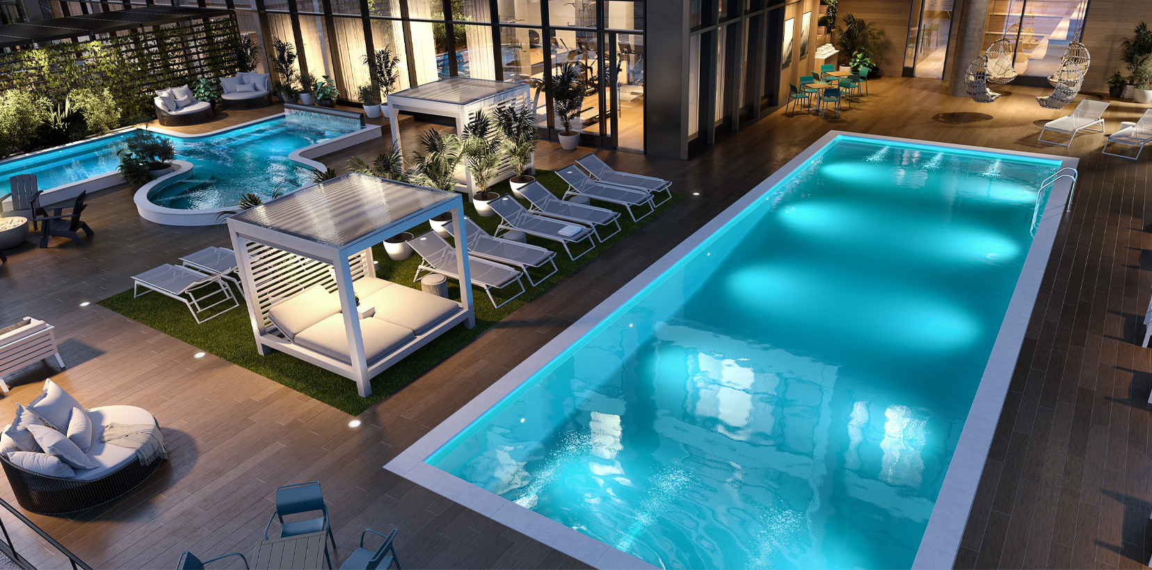 Piscine et spa du projet de condo-hôtel ALPINN à Bromont